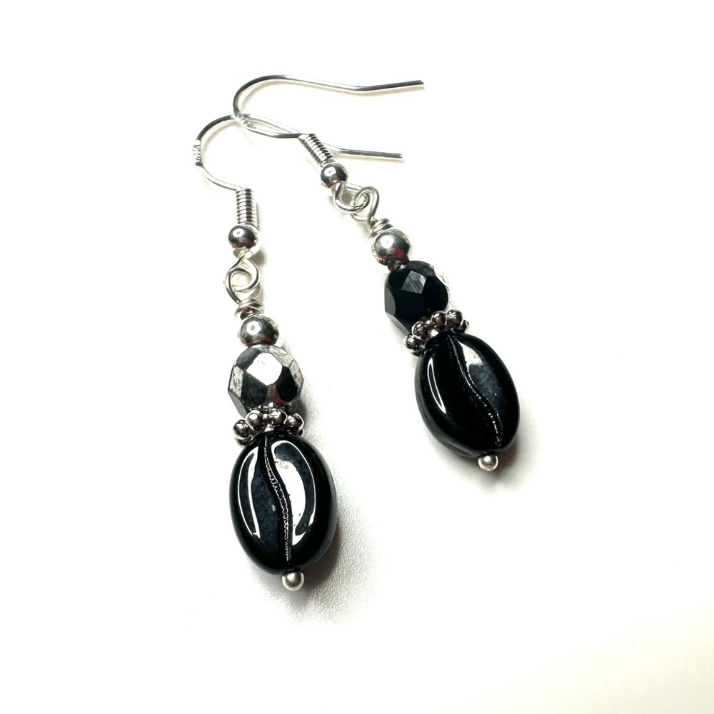 Handcrafted Czech Glass Coffee Bean Earrings